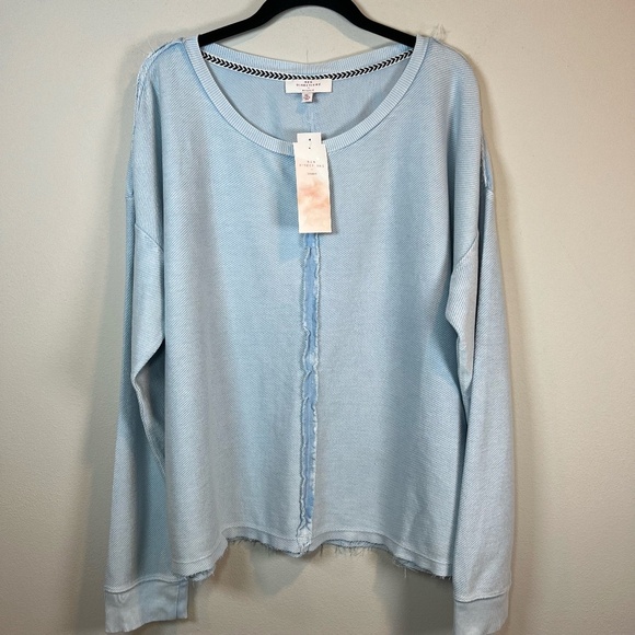 New Directions Studio Women's Raw Seam Loop Pullover Light Blue Textured Size XL - Picture 1 of 11